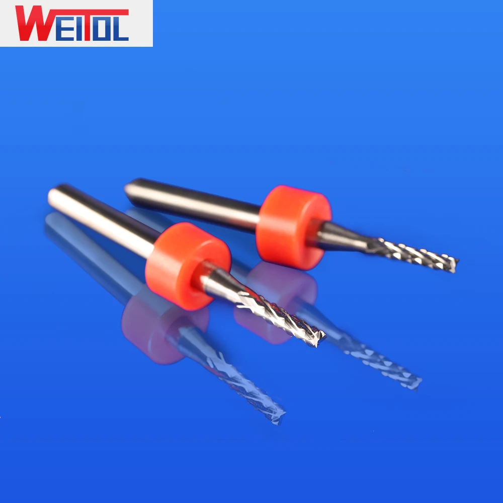 WeiTol 10 sztuk/partia 3.175 mm frez PCB z pierścieniem ustalającym frez do kukurydzy PCB Bit obwód płytki mikro wiertło