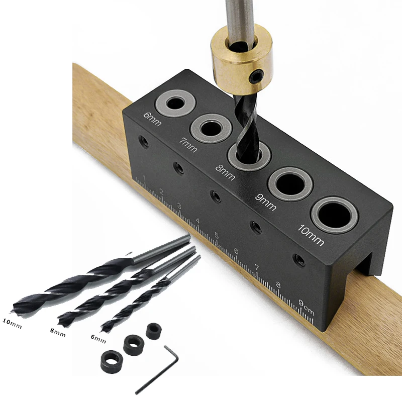 90 Degree Straight Angle Drill Guide Pocket Hole Jig Kit Aluminum Alloy Hole Locator Doweling Jig Woodworking Tools