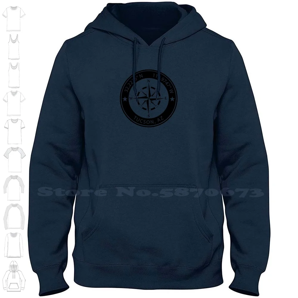 Tucson , Arizona Geographical Coordinates 100% Cotton Hoodie T-Shirt Usa Pima County City Coordinates Gps Geographical