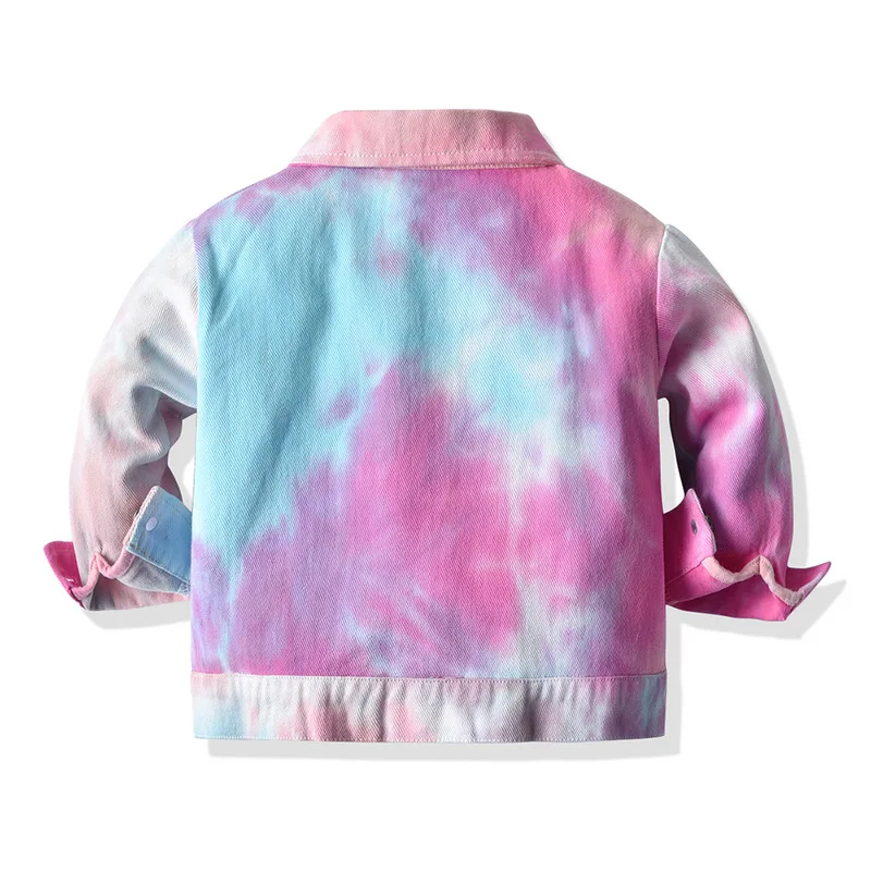 1-10Y Spring Autumn Girls Boys Denim Jacket Coat Kids Casual Denim Clothes New Spring Tie-Dye Long-Sleeved Fashion Denim Jacket image 4