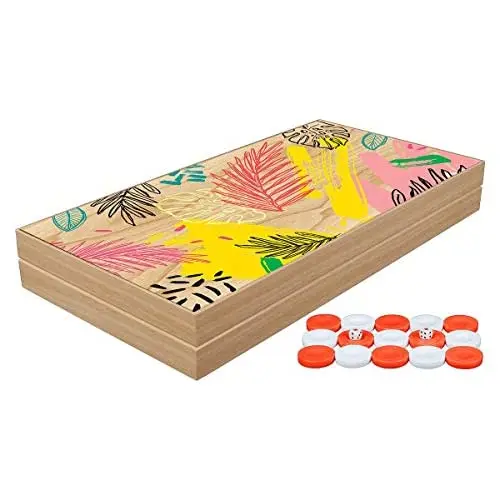 LaModaHome 19 ''English WooTropic Backgammon Set, Wooden, Board Game for Family Game Nights, modern Elite Vinyl Unscratchable Ta