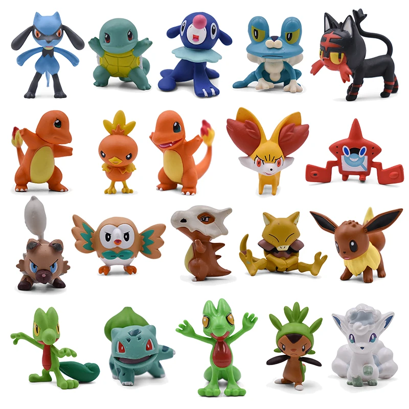 Pokemon 3-9CM Charmander Cubone Bulbasaur Alola Vulpix Fennekin Chespin Squirtle Froakie Rockruff Abra Anime Action Toy