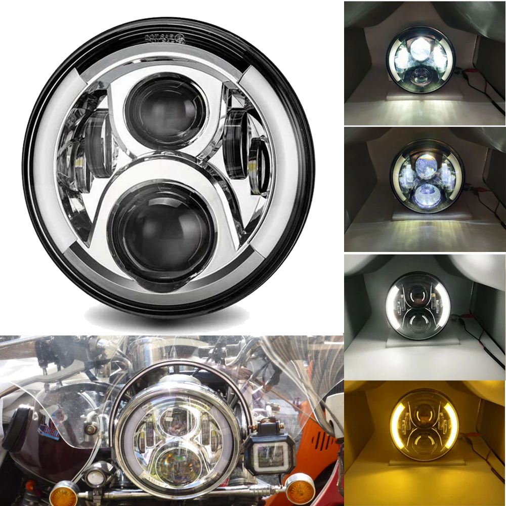 motorcycle accessories7 inch Led Headlight With DRL for r Harley Touring Ultra Classic Kawasaki Vulcan VN 500 750 800 900 1600