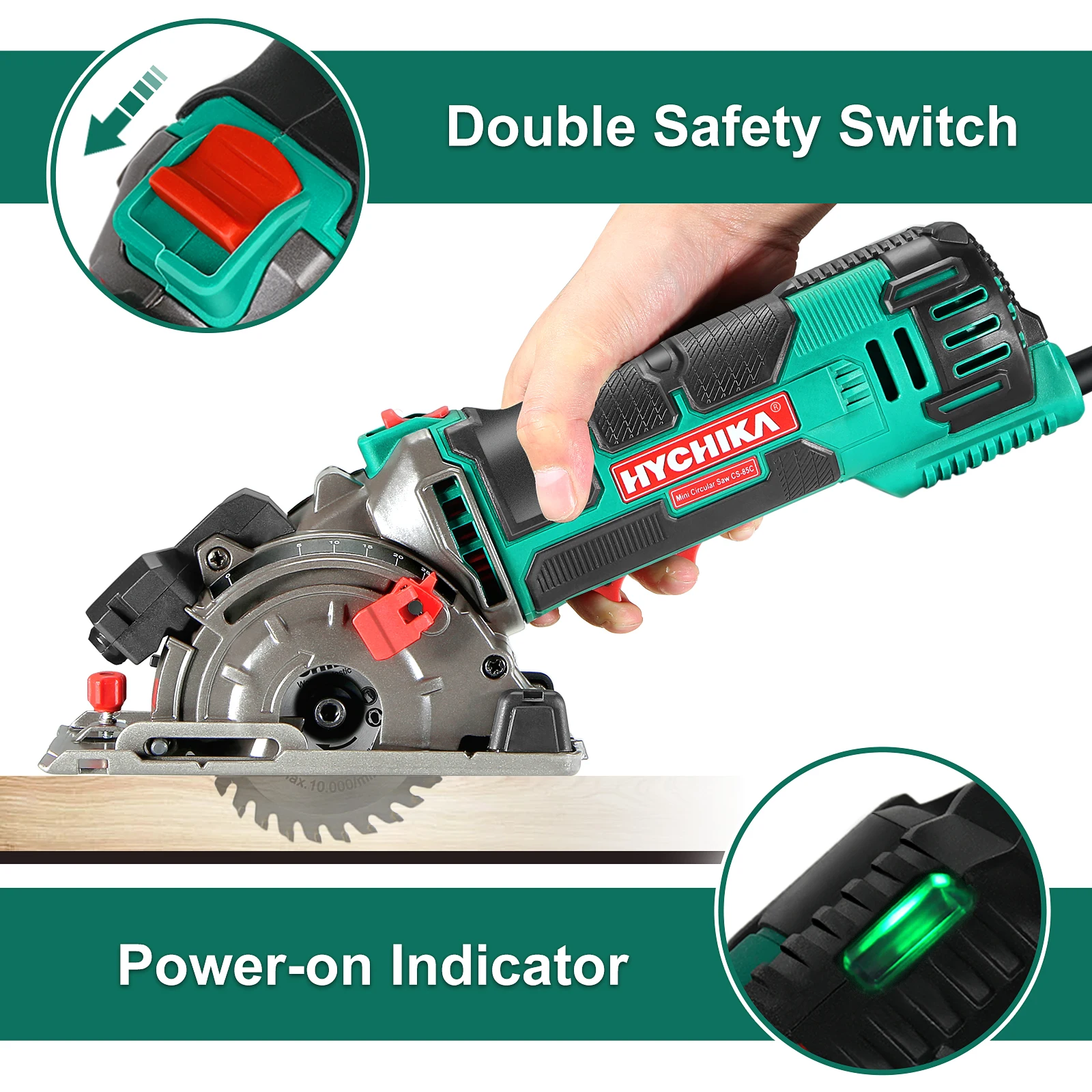 HYCHIKA 230V Mini sega circolare 500W taglio a tuffo taglio a binario taglierina per piastrelle in metallo in legno 3 lama sega s sega elettrica utensile elettrico