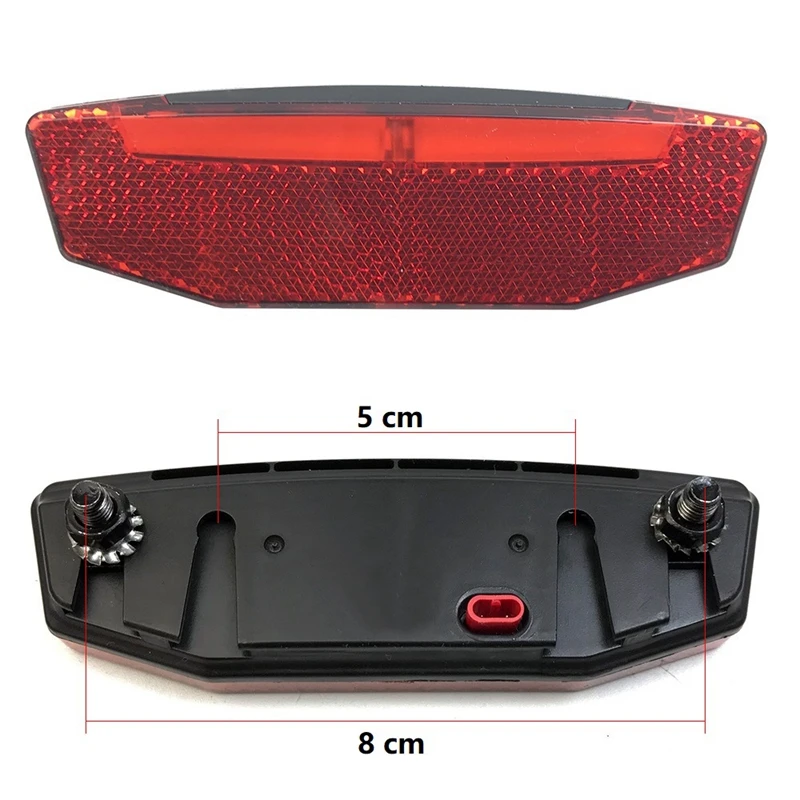 6V-60V Electric Bike Rear Light/Tail Light LED Warning Rear Lamp for E-Scooter Ebike Taillights Waterproof Connector