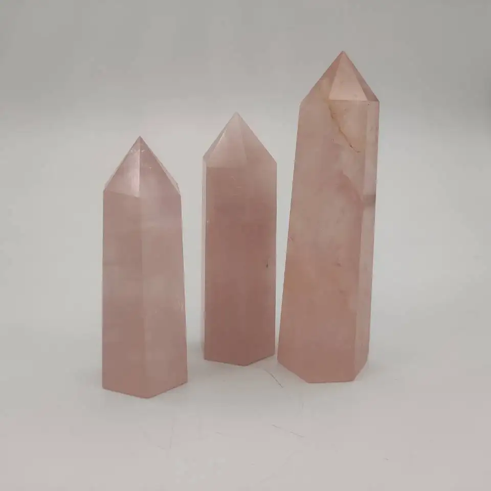 6-10cm Natural pink powder crystal pillar healing powder quartz obelisk natural crystal energy stone cutting grinding