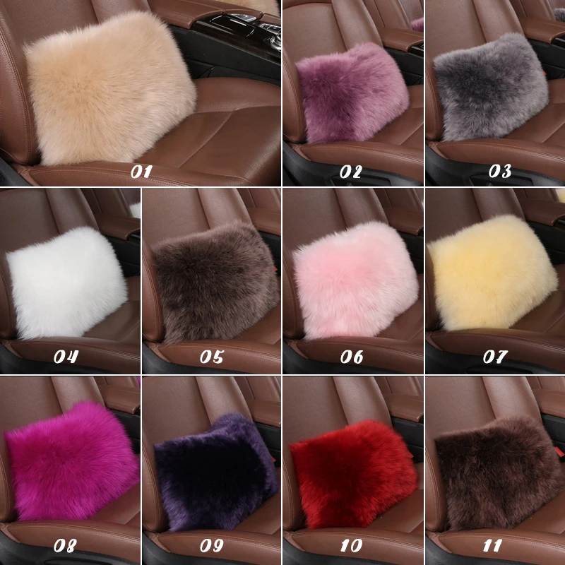 Pure Wool Car Cushion Winter Warm Home Sofa Chair Back Cushion for Living Room and Office Seat Waist Backrest Lumbar Pillow