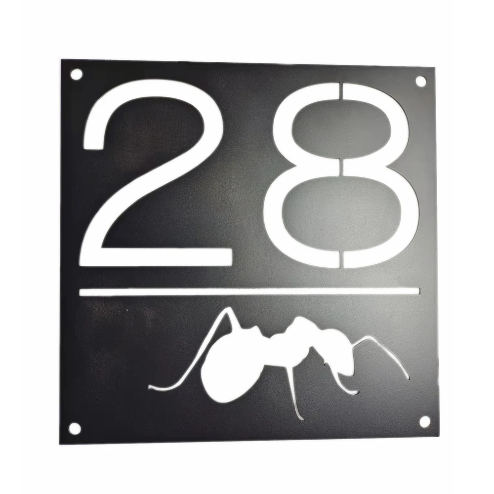 

Modern House Numbers, Rectangle Black With Logo Modern Door Plaques Stainless Steel Home Address Sign Plaque