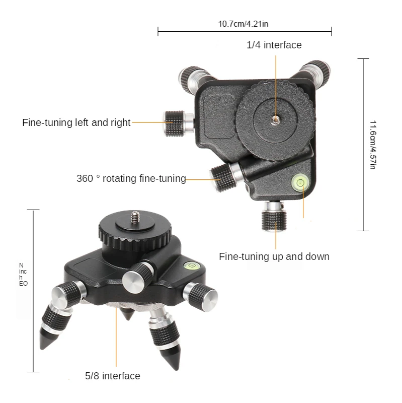 Laser Level Tripod 360 Degree Rotating Micro-adjust Fine Turning Pivoting Base Horizontal Bubble Optical Instrument