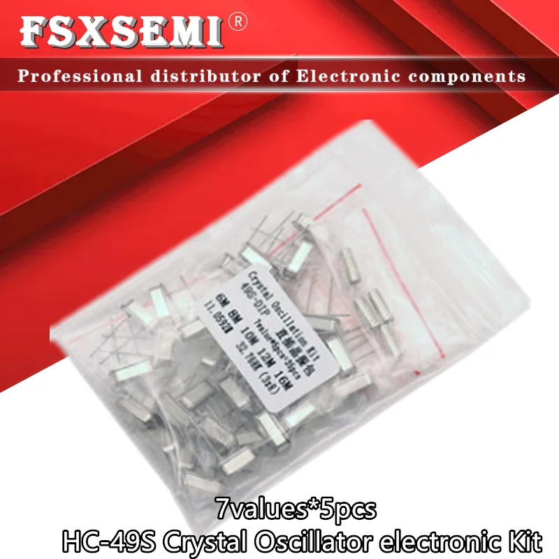 7values X 5pcs hc-49s DIP Crystal Oscillator electronic Kit resonator ceramic quartz resonator  32.768K 6 8 10 12 11.0592 16MHZ