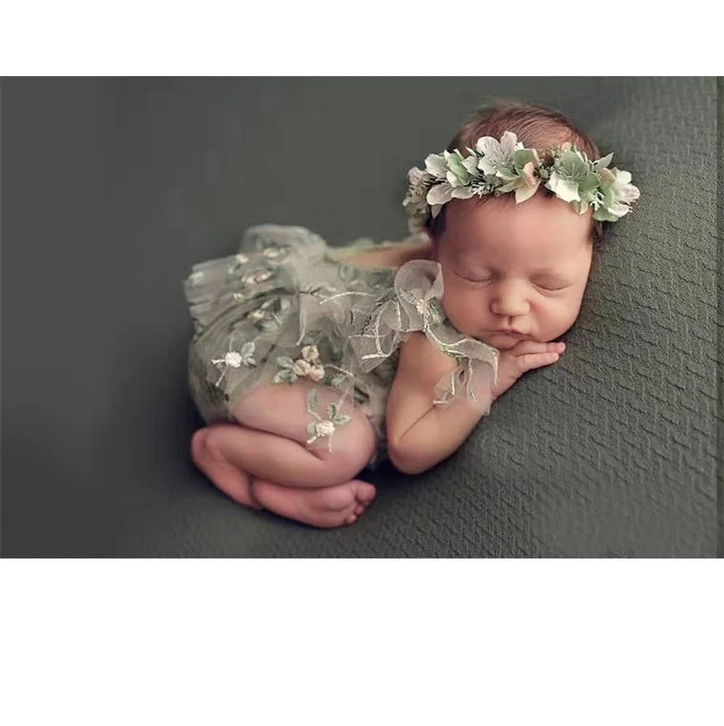 Accessoires de photographie pour nouveau-né, tenue de fille, ensemble de chapeau, barboteuse de studio photo pour bébé, costume de séance photo pour