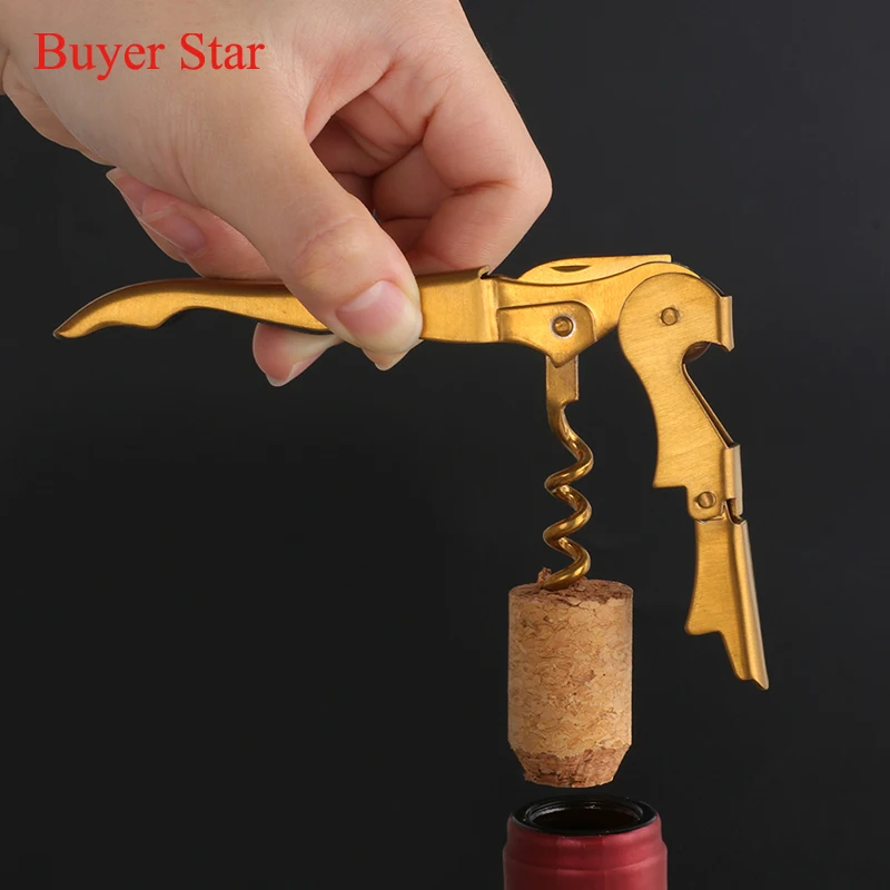 1pcs MultiFunction Red Wine opener Stainless Steel Wine Corkscrew Gold Beer Bottle Can Opener Homehold Kitchen utensil Bar Tools