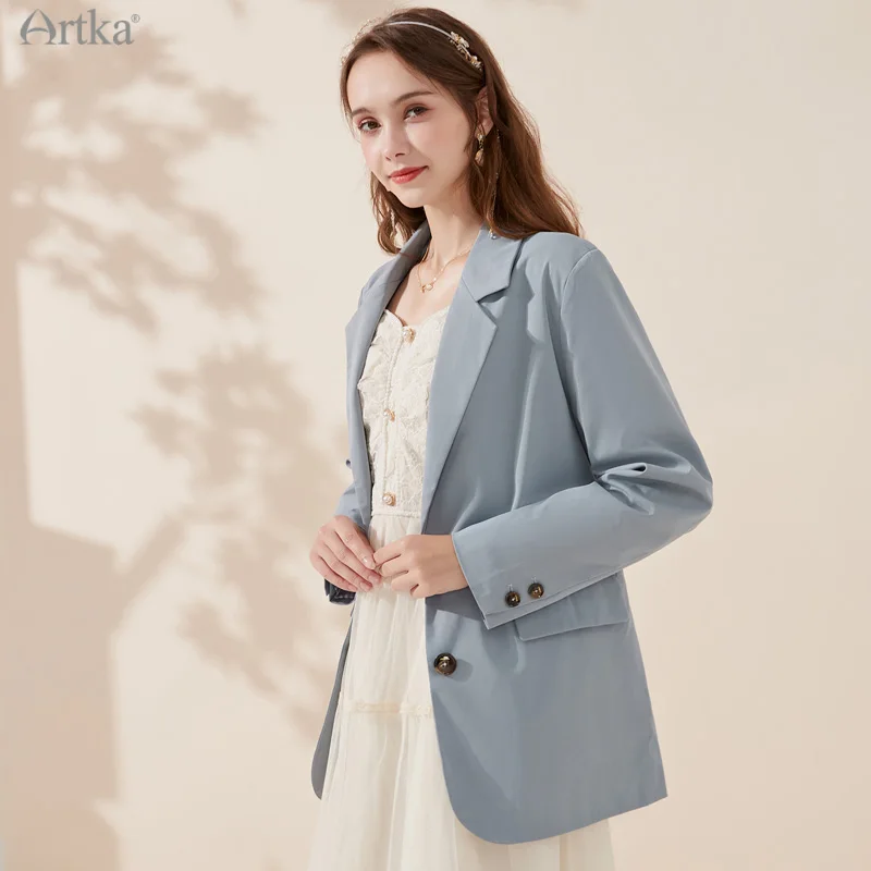 ARTKA 2022 Spring New Office Lady Blazers Fashion Casual OL Style Jacket Coat with Belt Loose Women Blazers and Jackets WA22015C