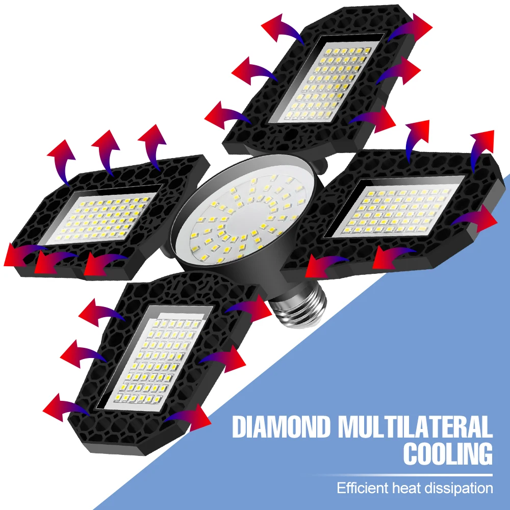 200W LED Garage Light Bulb E27 Foldable Deformation Lamp E26 Home Warehouse Workshop Basement Lighting Cold/Warm White 100W 150W