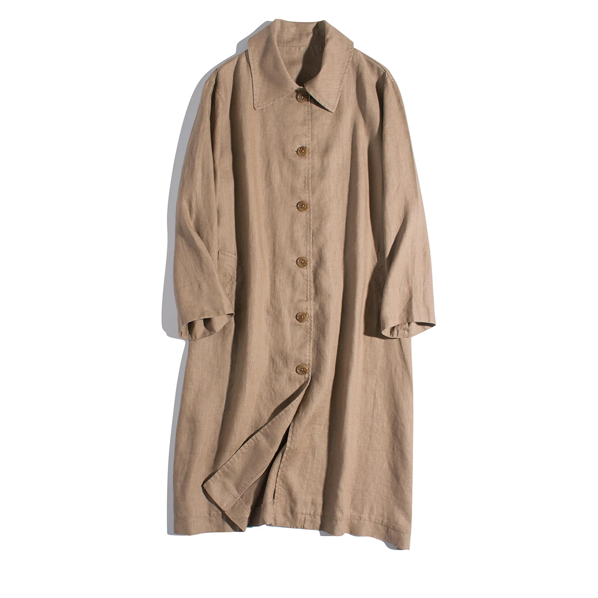 Spring Autumn Women All-match Loose Plus Size Japanese Style Mori Girls Brief Comfortable Breathable 9*9 Linen Coats Trench