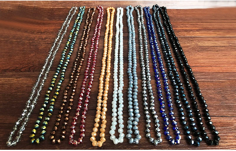 Yumfeel Mode böhmischen Schmuck 8mm Kristall lange hand geknüpfte Glas Kristall Halskette Frauen rot blau schwarz 11 Farben – Detail 17
