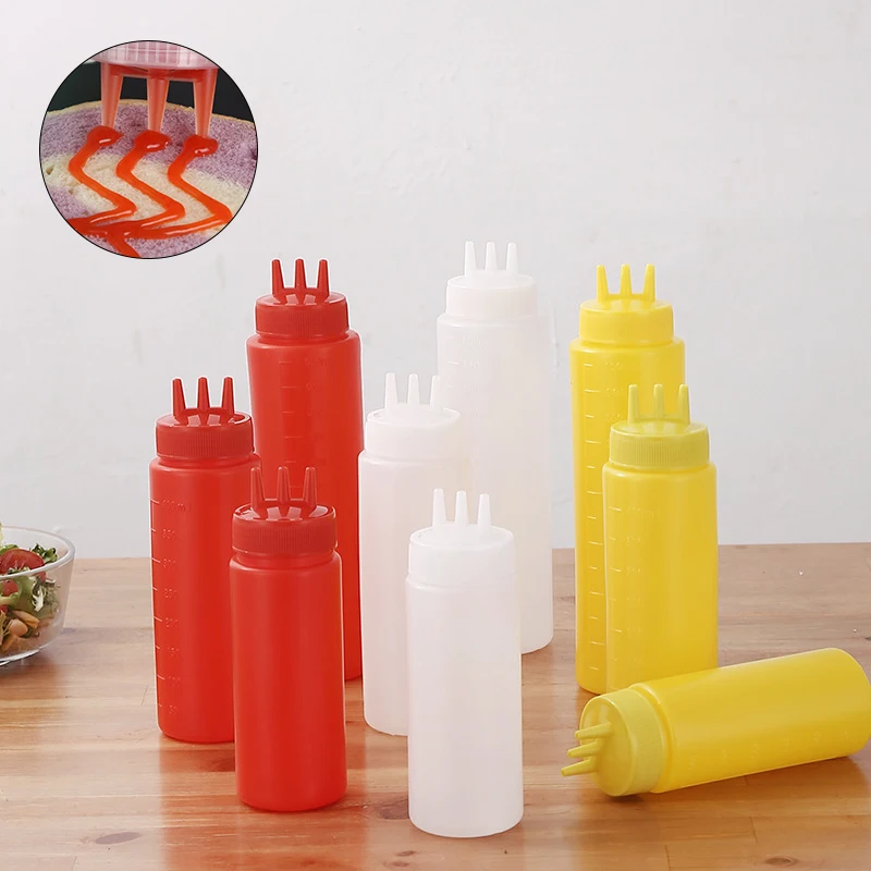 YOMDID-botella exprimible de Ketchup y mostaza, contenedor de condimentos de PE práctico para salsas, botellas exprimibles de aceite de oliva, suministros de cocina