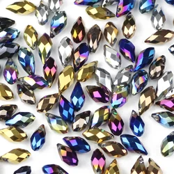 6x12mm 50pcs Plating Color Briolette Pendant Waterdrop Austrian Crystal Teardrop Glass Beads For Jewelry Making Bracelet DIY