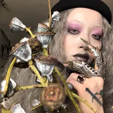 Gothic Vampire Skull Ring Steel Purple #2