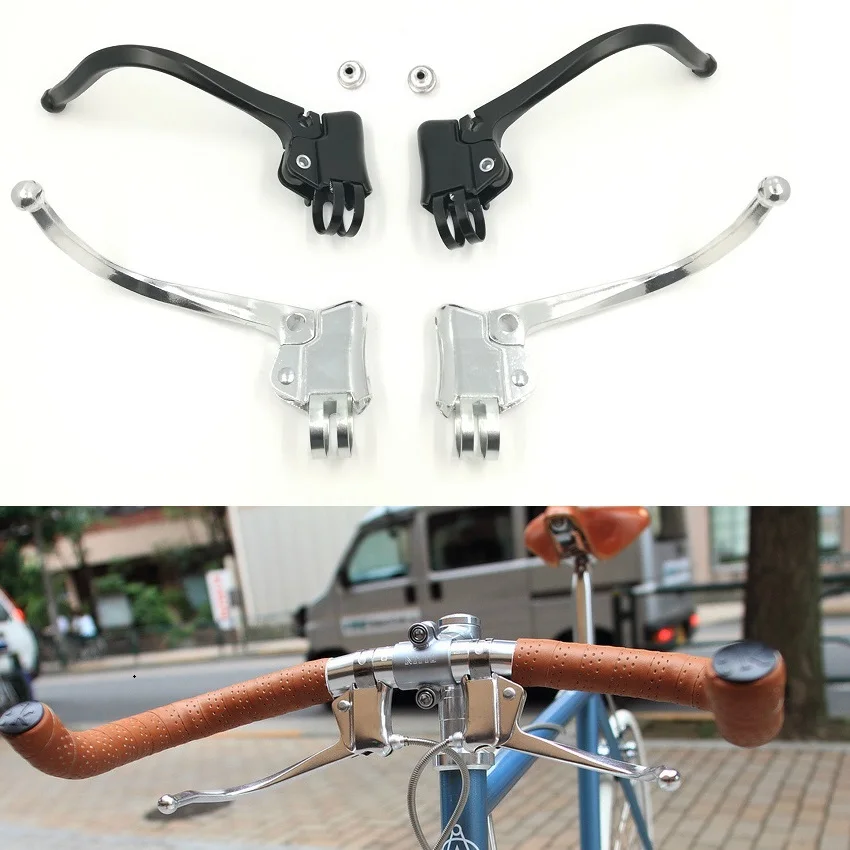 1 PAIR Bicycle Brake DC139 City Road Bicycle Bend Handlebar Brake Lever Retro Bike V Brake Handle Accessories Wholesale