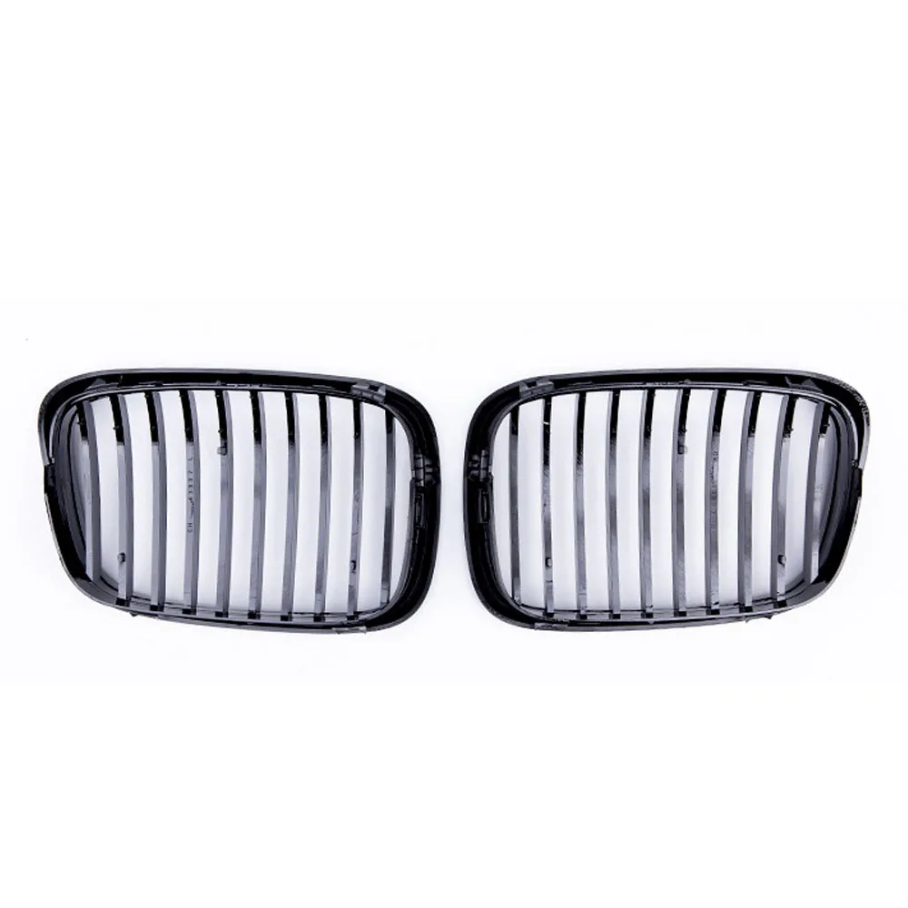 2PCS Front Bumper Kidney Grille Glossy Black Single Line One Slat for BMW 5 Series E39 M5 1999-2004 Car Styling Racing Grill