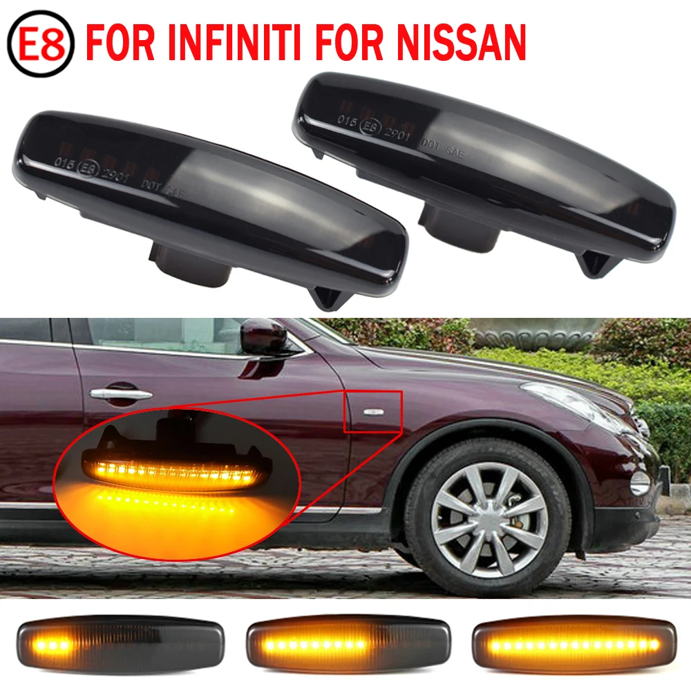 

2pcs Dynamic LED Car Side Marker Lights Repeater Signal Lights For Infiniti EX35 EX37 FX30d FX35 FX37 FX50 G25 G35 G37 JX35 M25