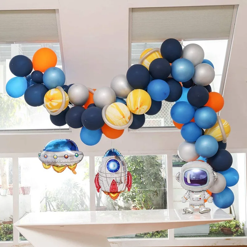 86PCS/Set  Astronaut Balloon Arch Kit Outer Space Universe Balloons UFO Rocket Kids Party Balloon