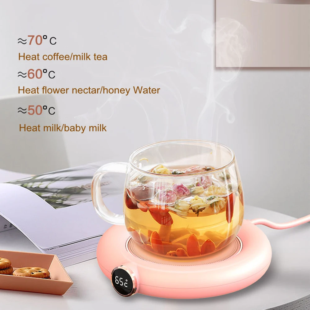 Cup Warmer Heating Pad USB DC5V Constant Temperature Coaster 3 Gear Digital Display Adjustment Timing Heater for Coffee Milk Tea