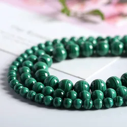 High Quality Natural Green Malachite Stone Smooth Round 4/6/8/10/12mm Necklace Bracelet Jewelry Loose Beads 15 Inch wk58