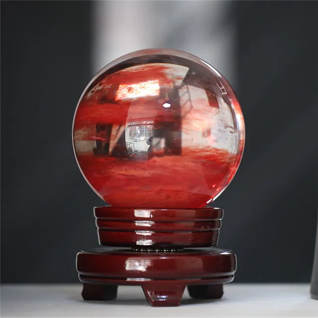 1pc 50 mm-200MM Smelting Stone Quartz Treat Sphere Healing Red Crystal Balls For Meditation