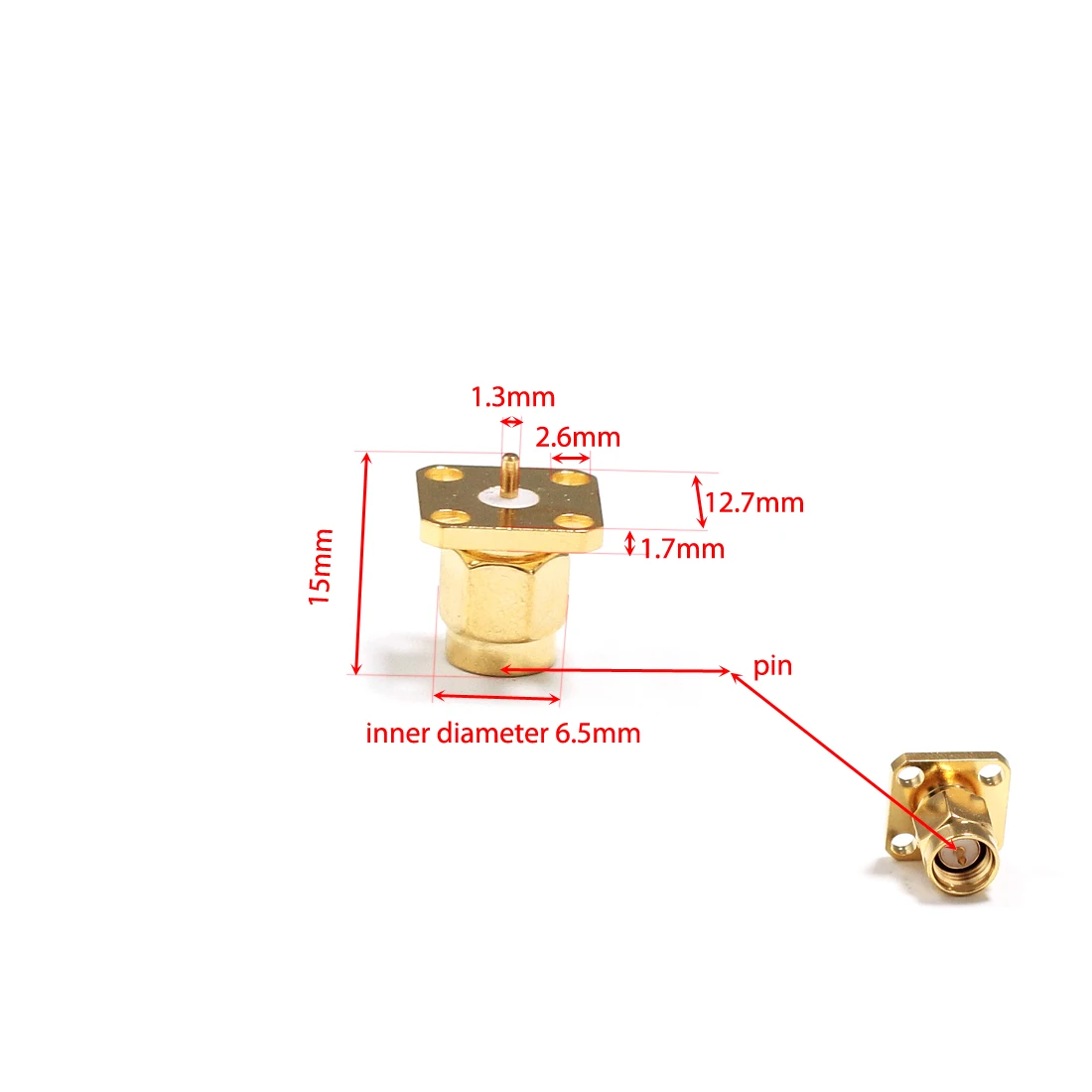 1pcSMA male plug flange  switch SMA male plug flange  RF Coax Adapter convertor straight  4-hole flange goldplated NEW wholesale