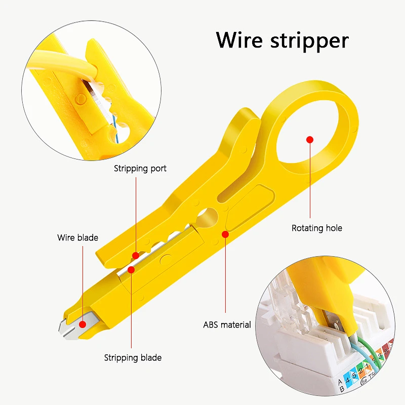 HTOC RJ45 RJ11 RJ12 Network Repairing Plier Tool Kit with Cable Tester Wire Stripper Spring Clamp Crimping Tool Crimping Pliers