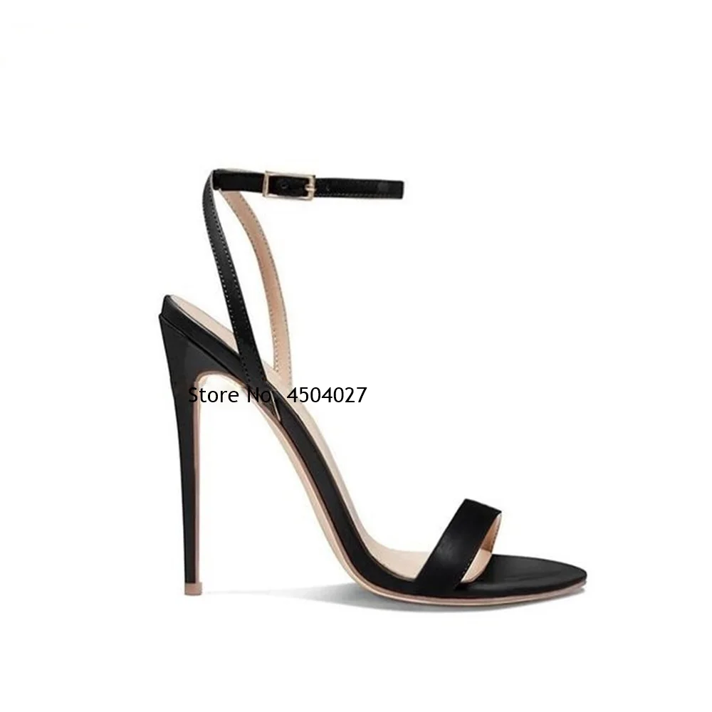 Fashion Ankle Buckle Single Strap Women\'s Sandals Pointed Toe Stiletto Heels Dress Shoes