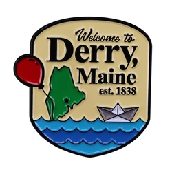 Welcome To Derry Maine Pennywise IT movie sign enamel pin badge