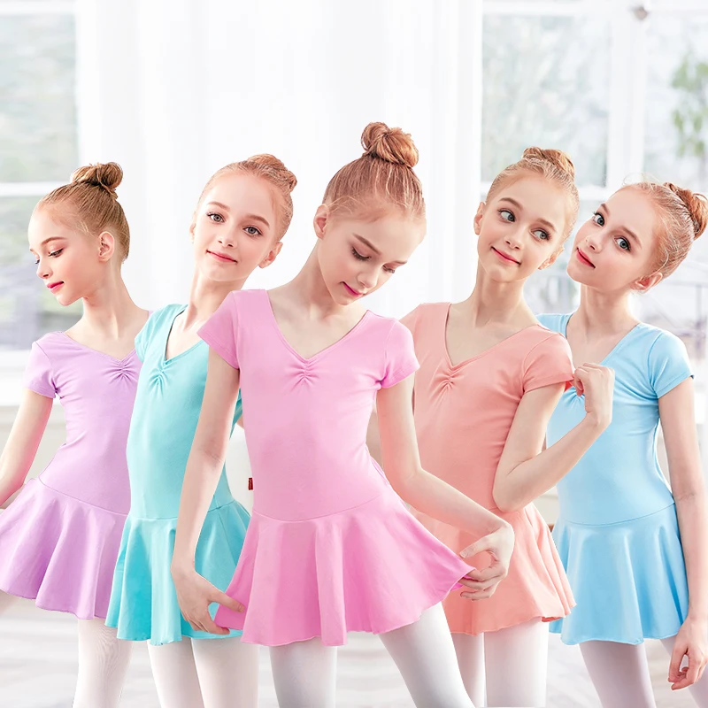 Girls Long Sleeve Ballet Dancer Leotard Girls Basic Cotton Dance Gymnastics Leotard Kids Ballerina Dress Dancing Wear Costumes