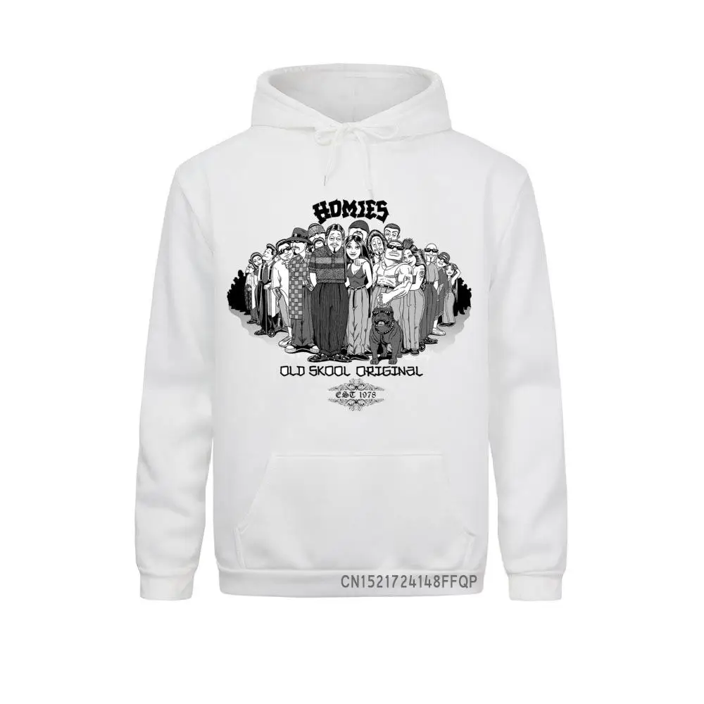 Cozy Fashion Homies Design Men Sweatshirt Cartoon Printed Graphic Hoodie Hipster Pocket Funny