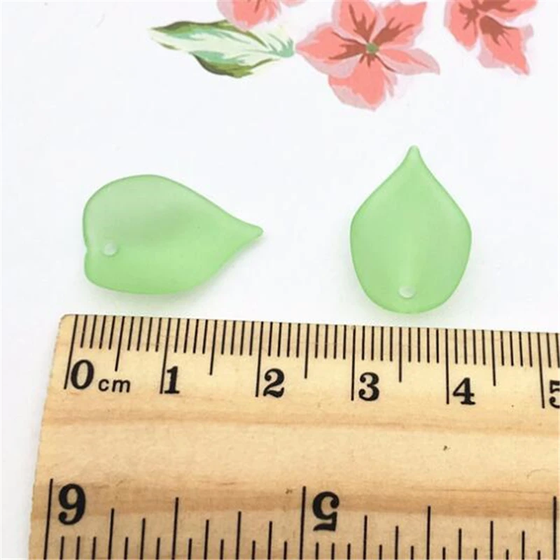 50pcs/lot new acrylic leaves beads frosted flower petal connectors for diy fashion earrings hairpin jewelry accessories