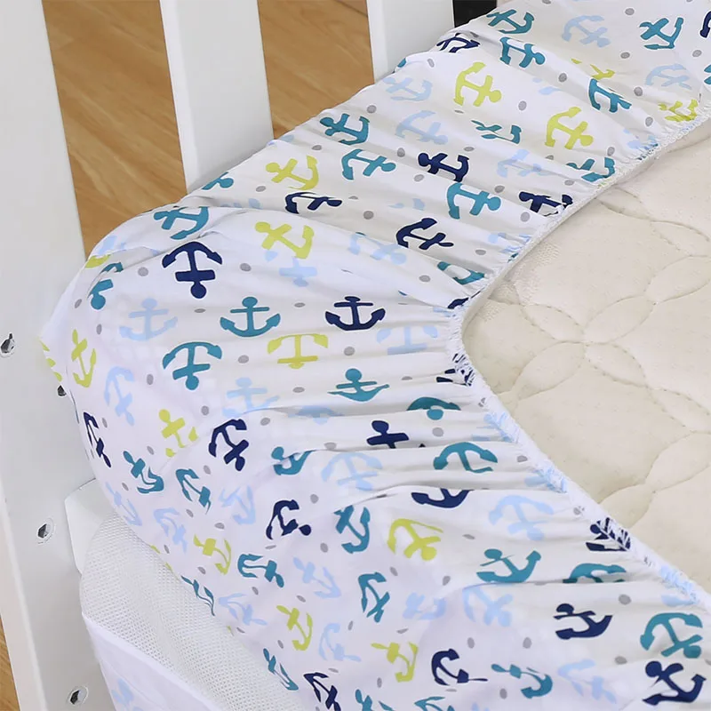 100% Cotton Fitted Sheet Soft Breathable Baby Bed Mattress Cover  Protector Cartoon  Printed Newborn Infant Bedding 71*132*22