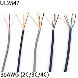 1M 30AWG Shielded Wire 2Core 3Core 4Core PVC Insulated Channel Audio Speaker Headphone Line Signal Control Copper Cable UL2547