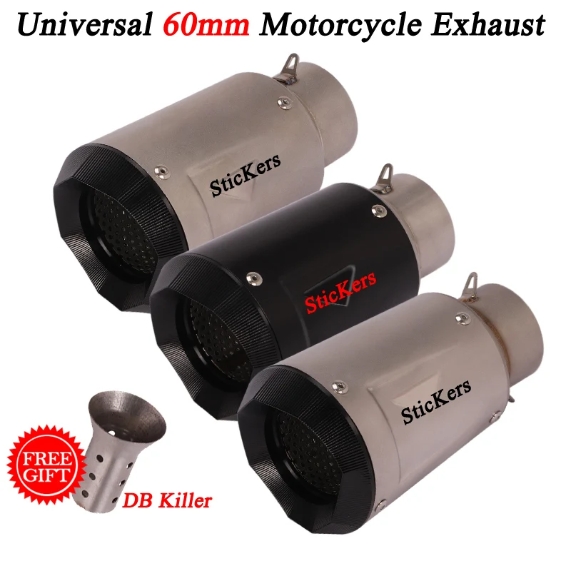 

Universal 60mm Motorcycle Exhaust Escape Modified Titanium Alloy Muffler DB Killer For MT07 MT09 S1000RR CBR650 Z900 ER6N R1 R3