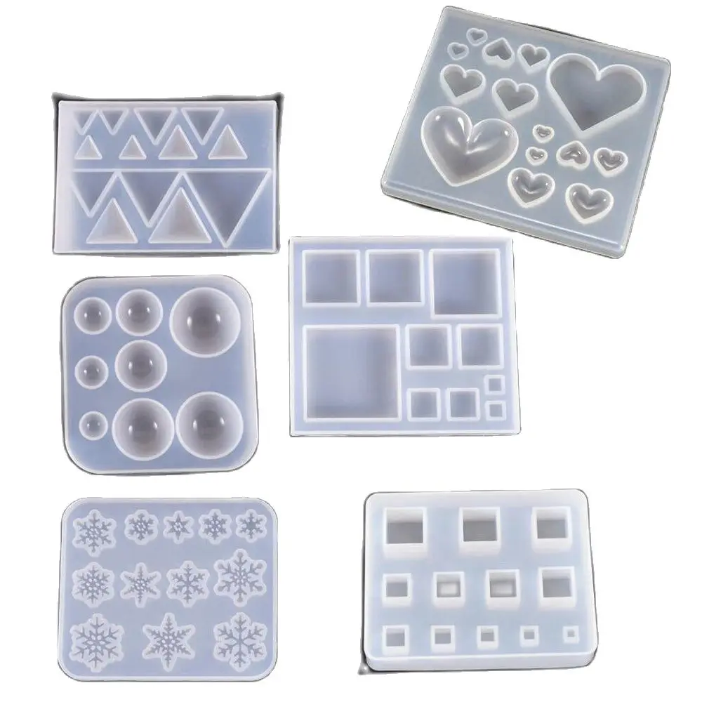 Schöne Herzperlen Würfel Dreieck Silikonform für Schmuck Ohrring Anhänger Herstellung Harz Schmuck Werkzeug UV Epoxidharz Formen Handwerk