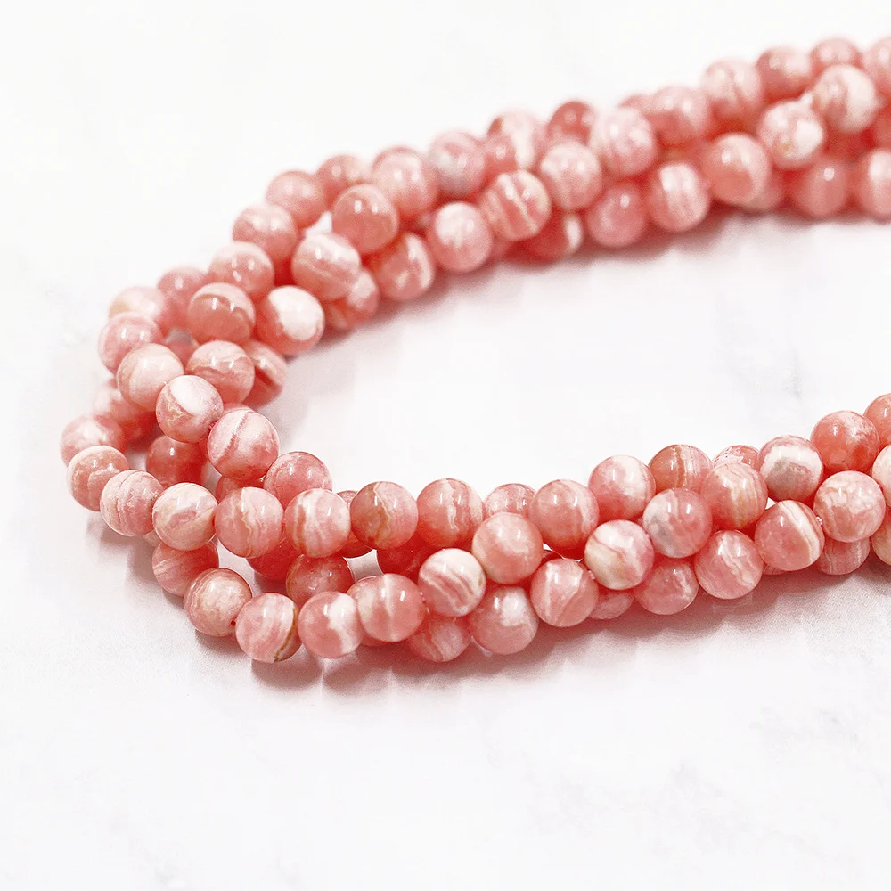 Natural 7mm-12mm Rhodochrosite Smooth Round Loose Beads For Jewelry Making Design