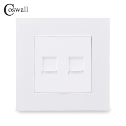 COSWALL Simple Style PC Panel Wall Socket 2 Gang CAT5E RJ45 Internet Outlet Computer Data Jack Black White Gold Grey E20 Series