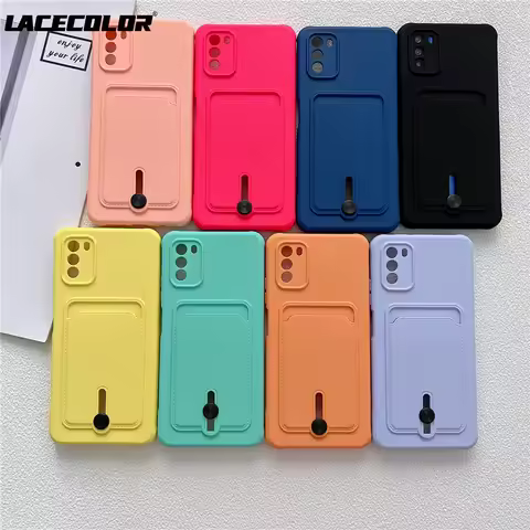 Soft Silicone Card Holder Case For Xiaomi Redmi Note 11 9 10 10S 9S 9T 9C Mi 11 Lite 10T Poco X3 NFC M3 F3 Pro Wallet Back Cover