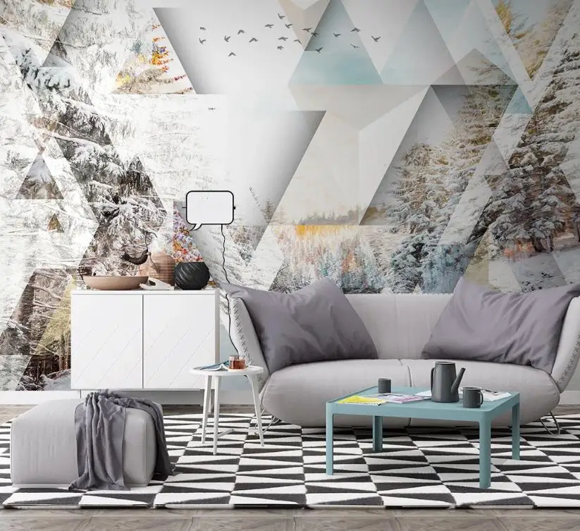 

Custom Modern geometry mural wallpaper 3d Cedar landscape photo wall mural For living room bedroom TV backdrop modern wallpaper