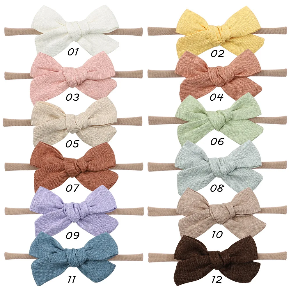 

36 Pcs/Lot, 3.5" Handtied Fabric Bow Skinny Headbands, Baby Girls Hair Bow Headwear Schoolgirl Hair Accessories For 2021