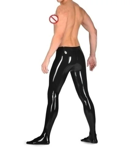 Natuurlijke Latex Zachte Broek Rubber Broek Met Sokken Mannen Sexy Leggings Handgemaakte Fetish Panty