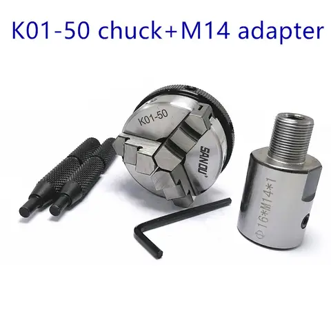 Sanou 수동 미니 셀프 센터링 척 커넥팅 로드 커넥터, CNC M14 어댑터용 K01-50 척, 50mm, 2 인치, LATHE 척, 3 턱