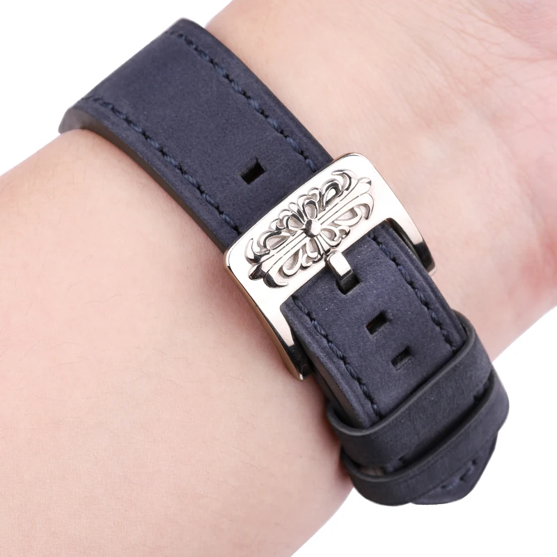 Cow Leather Watch Band Strap Black Blue Gray Brown Genuine Leather Watchbands Bracelet For Women Men 20mm 22mm Belt