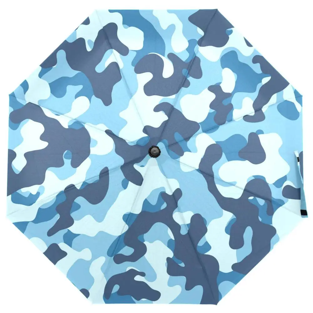 Windproof Camouflage Umbrellas 8 Rib Non Automatic Travel Umbrella Three Folding Compact Rain Umbrella for Men Accept Customized